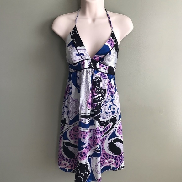 Yumi Kim silk paisley babydoll halter dress M - Picture 1 of 7
